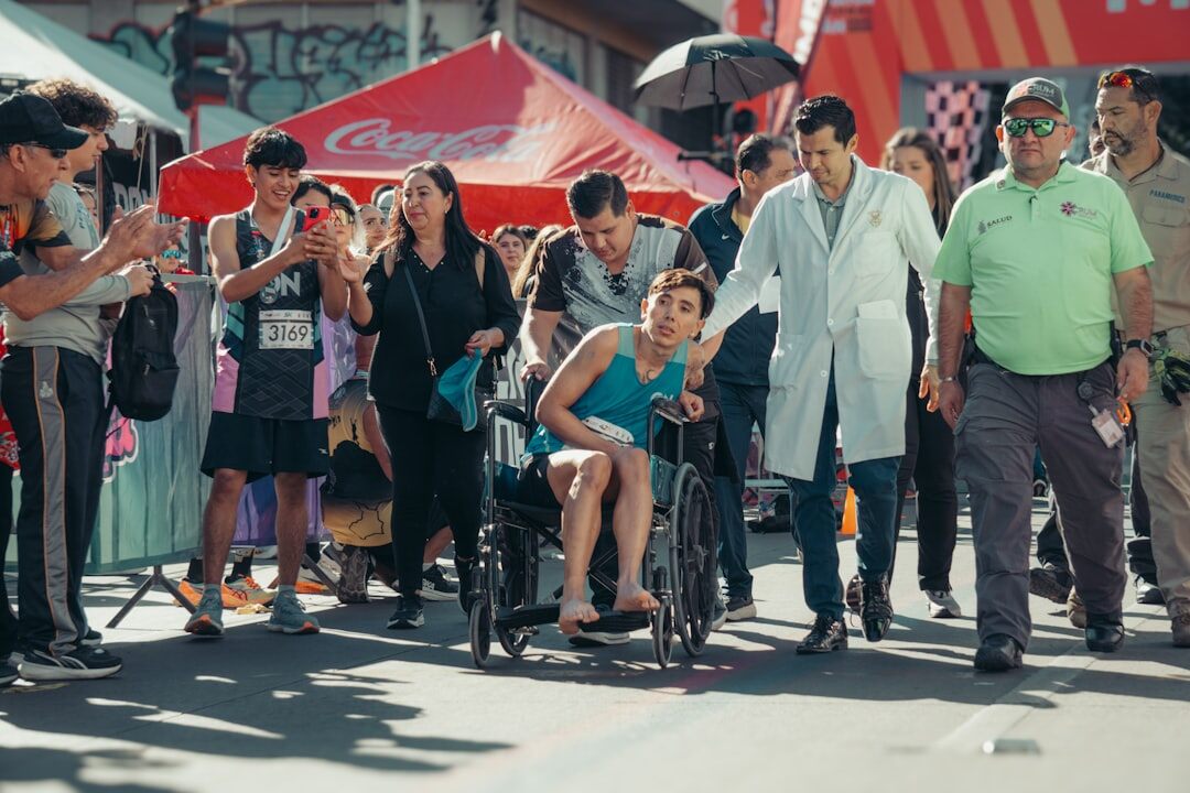 group of active seniors at outdoor event