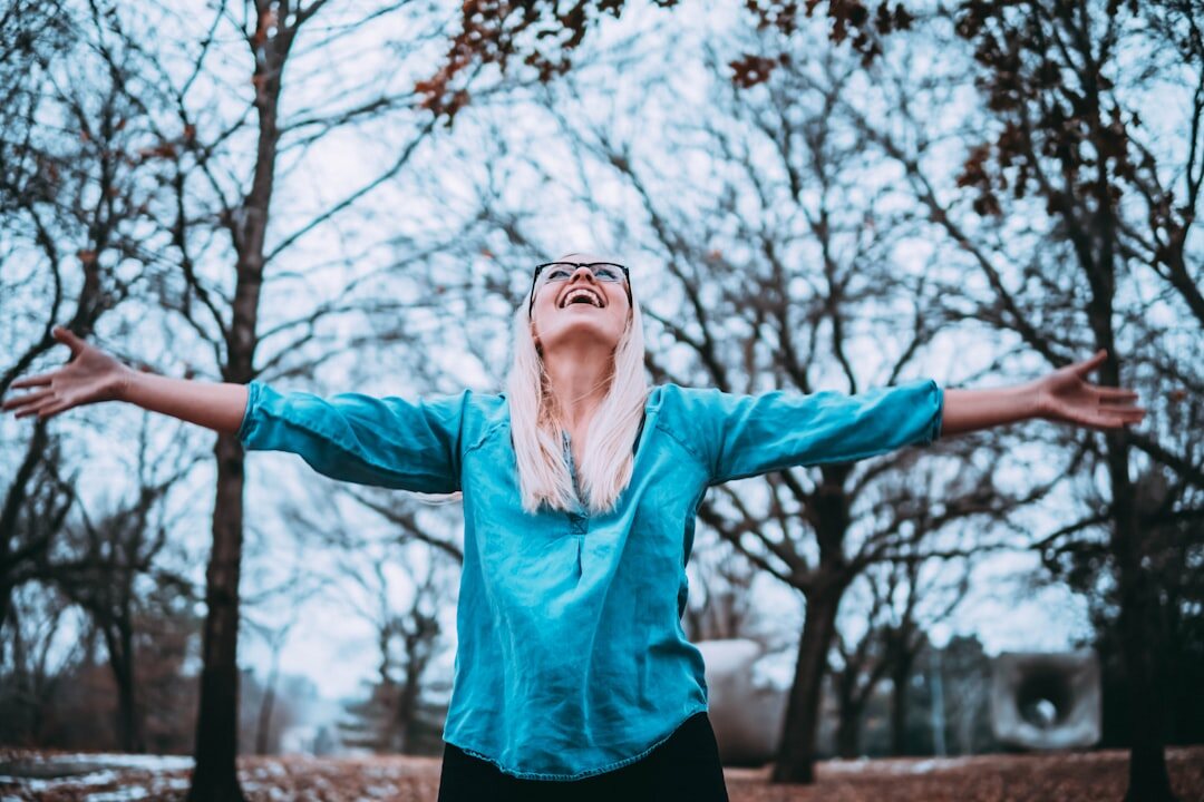 elderly woman stretching arms