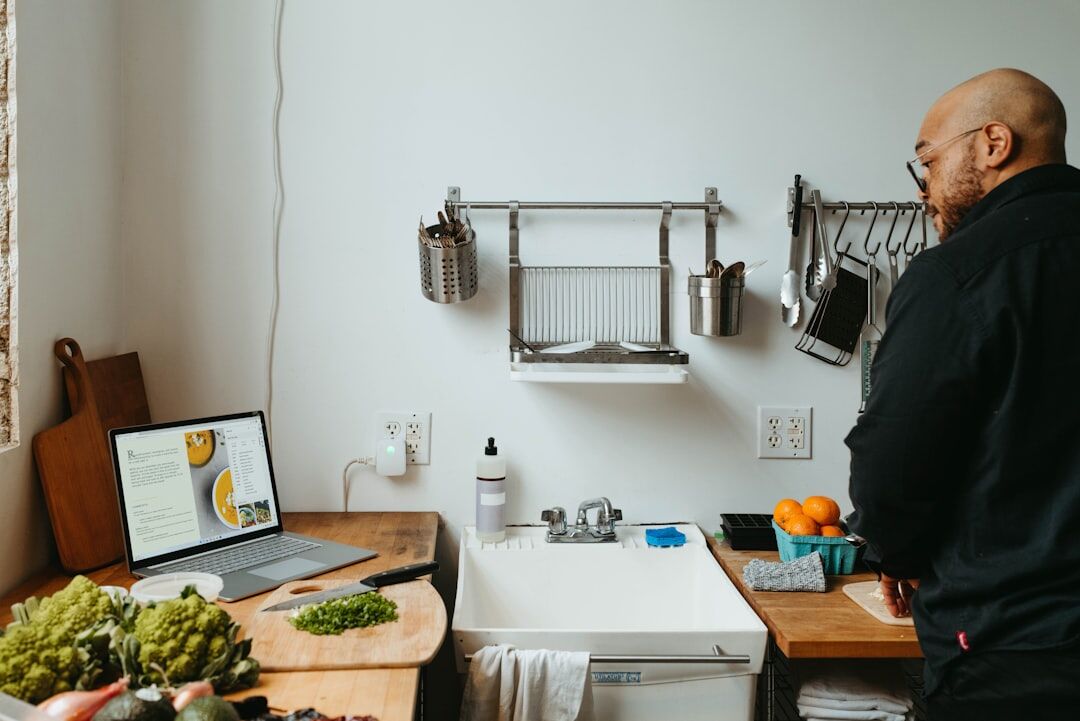 senior man preparing vegetables