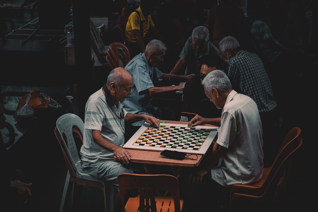 seniors playing board game
