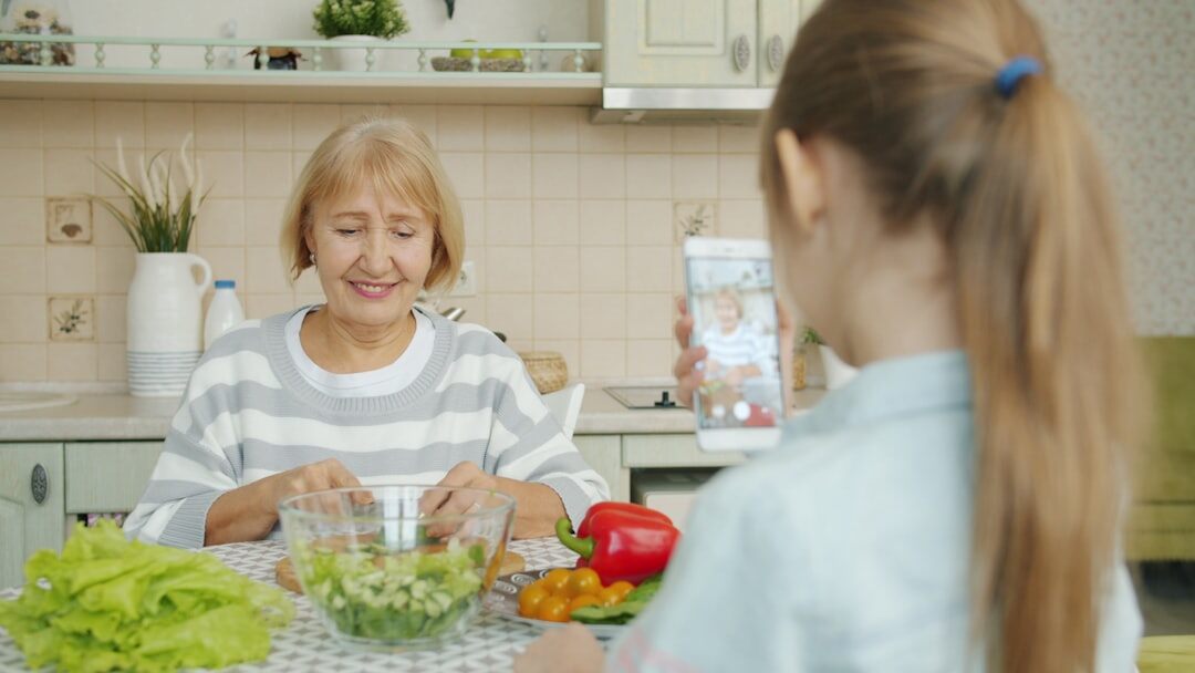 elderly woman eating healthy meal