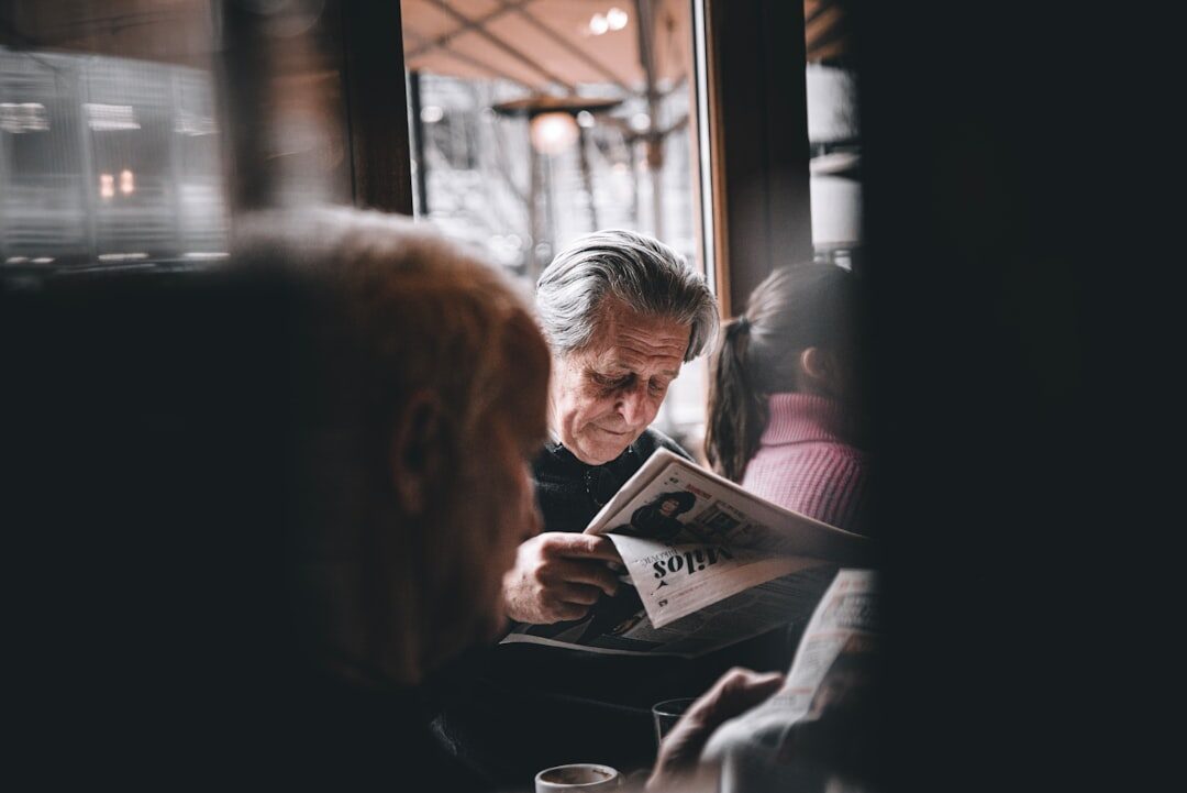 senior couple reading news